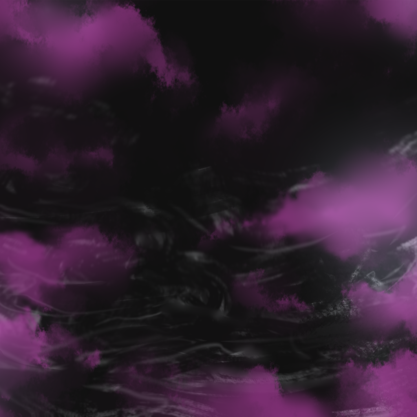 Tempel des Weltentors lila Wolken schwarzer Hintergrund